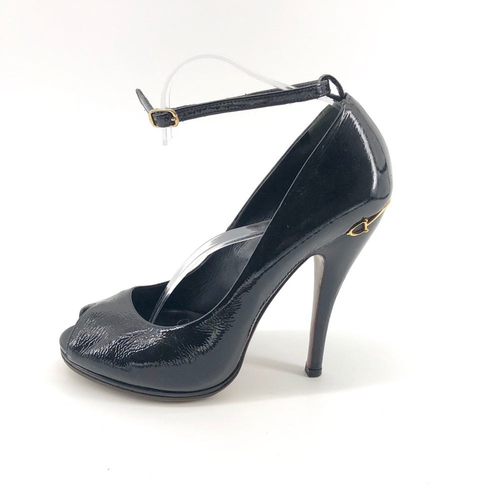 Gucci Patent Leather Heels 9.5 8.5 Black Strappy
